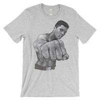 Mo Ali Fist in Perspective Unisex Short Sleeve T-Shirt Illustrated by Robert Bowen - Robert Bowen Tees